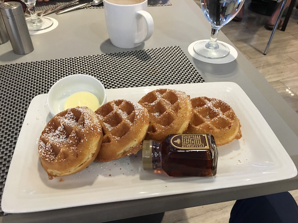 Artisanal flour discs with maple reduction.